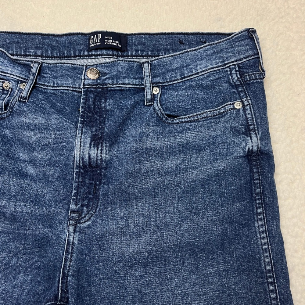 Gap Jeans‎ Womens 14/32 Blue High Rise Vintage Slim Dark Villa Denim 726936-00